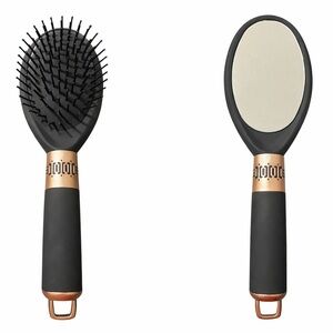 Black and Gold Hairbrush with Mirror